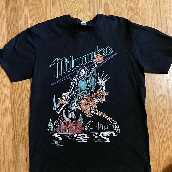 Topshop Black Graphic Christmas Tee - Picture 1 of 3